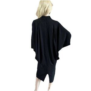 VINTAGE 80's DAYMOR COUTURE‎ Art Nouveau Deco DRESS 12 BLACK BATWING SLEEVES